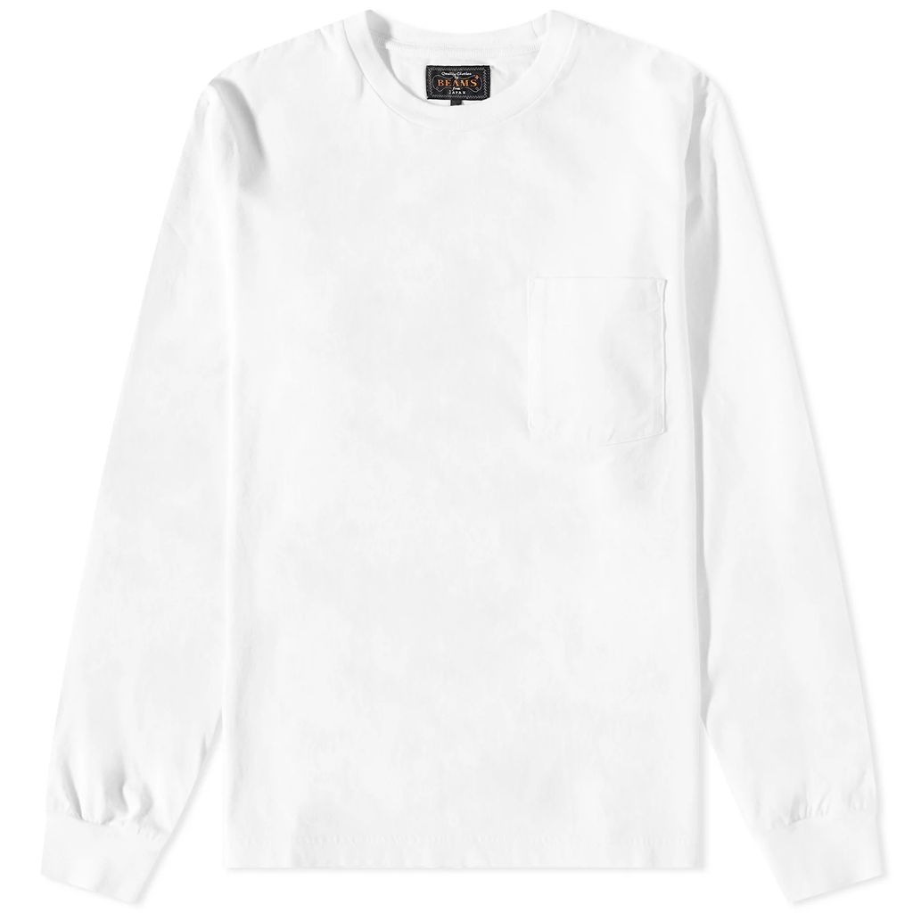 Men's Long Sleeve Pocket T-Shirt White