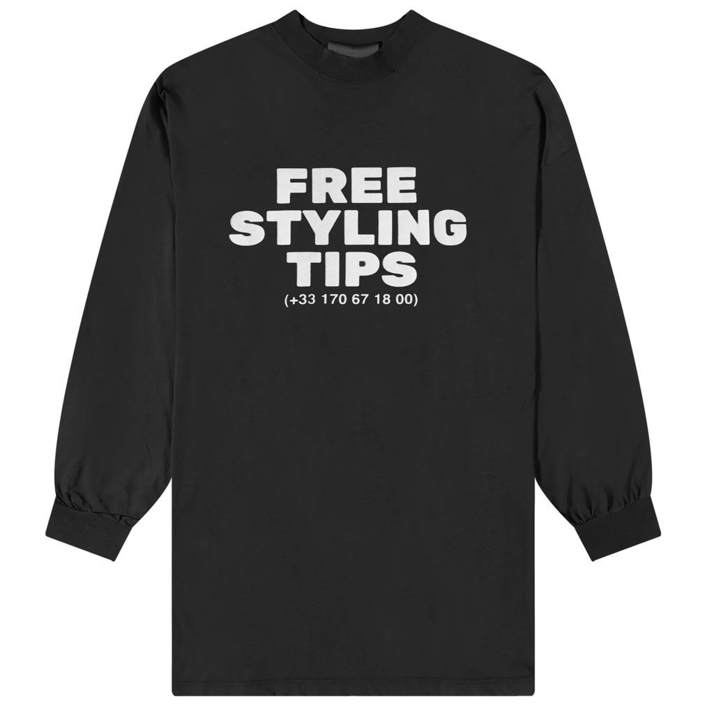 Men's Long Sleeve Free Styling Tips T-Shirt Washed Black/White