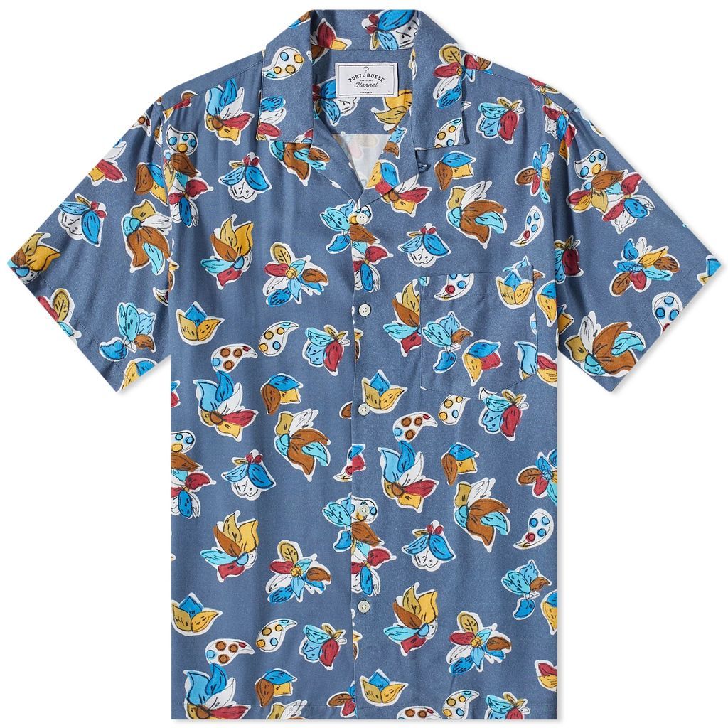 Men's Flower Doodle Vacation Shirt Blue