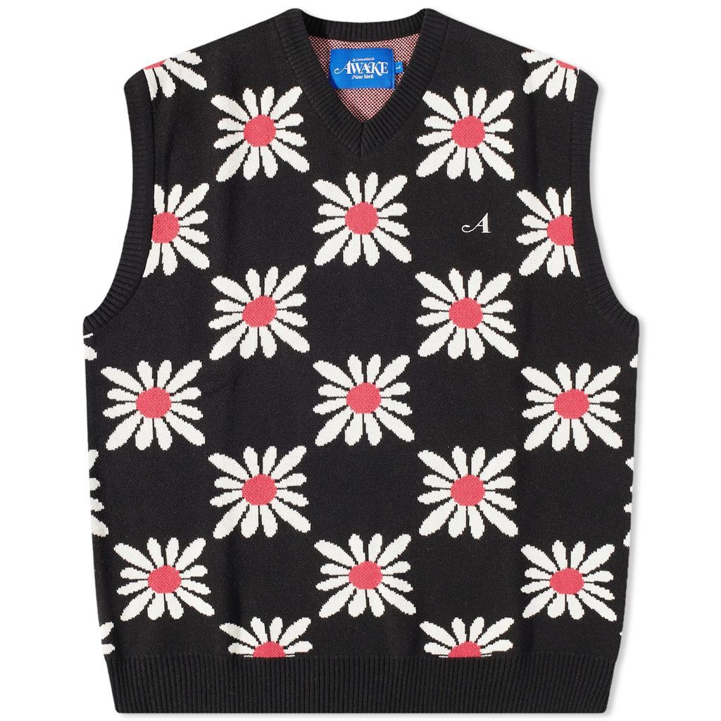 Men's Floral Sweater Vest Black Floral