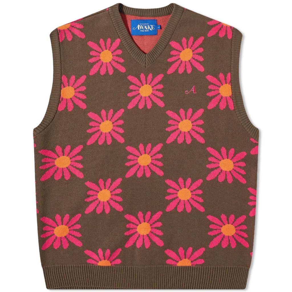 Men's Floral Sweater Vest Brown Floral