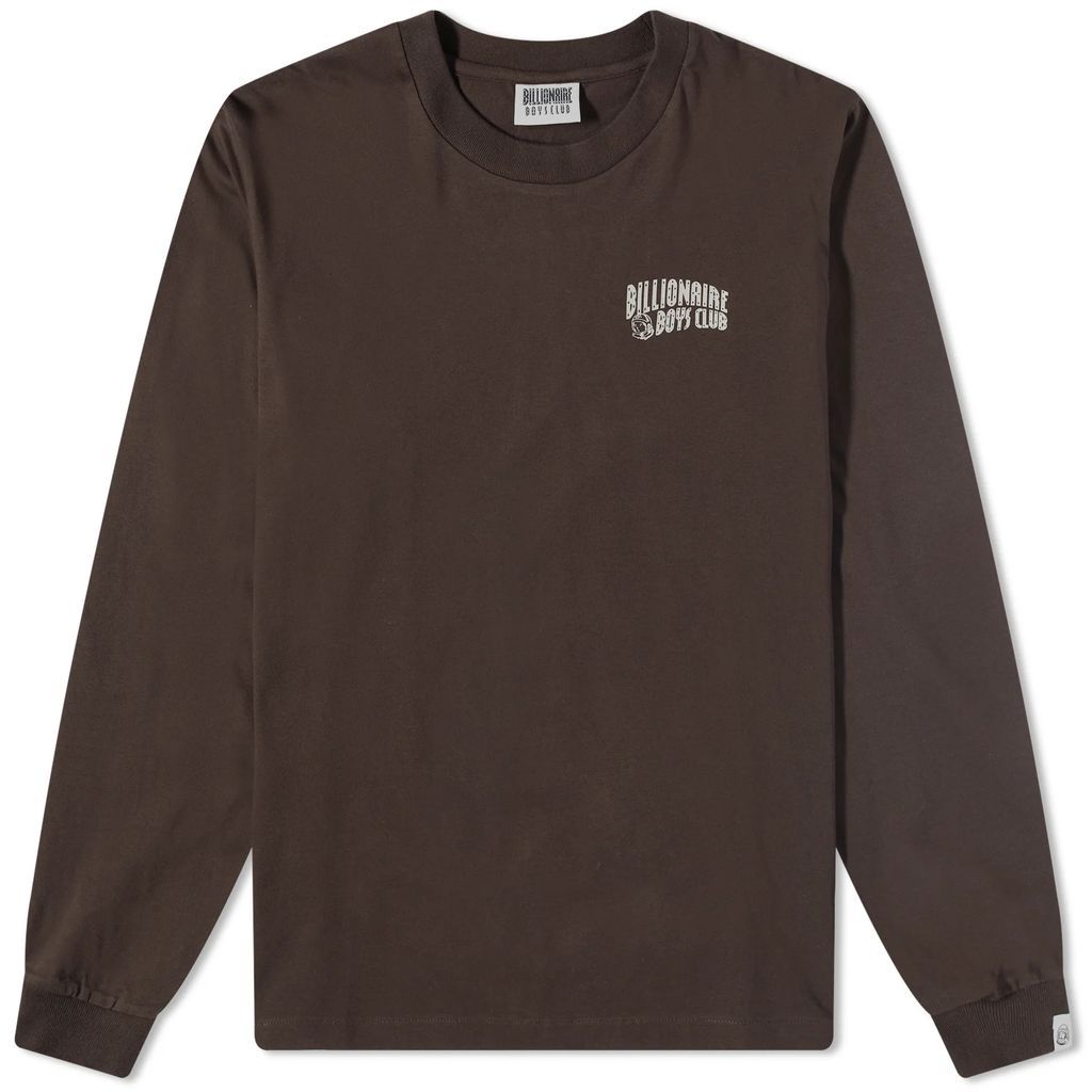 Men's Long Sleeve Small Arch Logo T-Shirt Brown