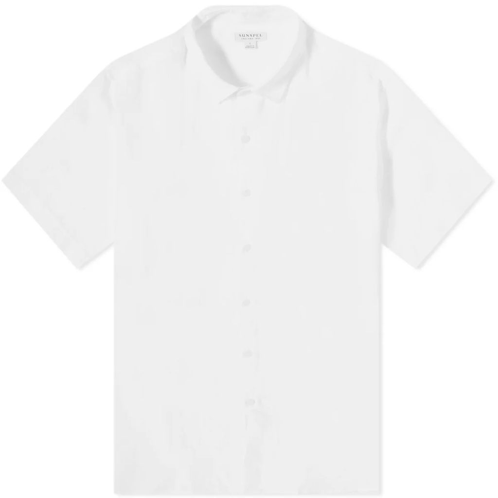 Men's Linen Short Sleeve Shirt White