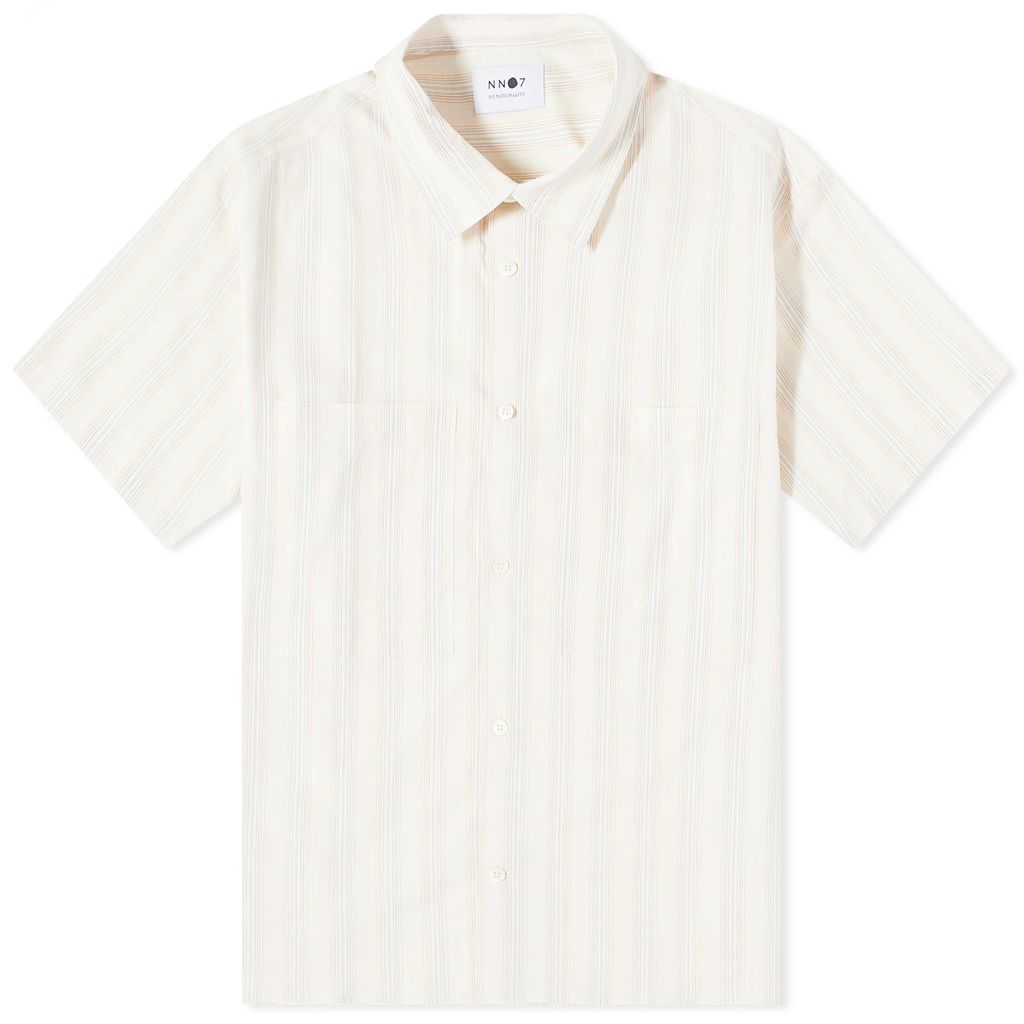 Men's Freddy Stripe Short Sleeve Shirt Brown Stripe