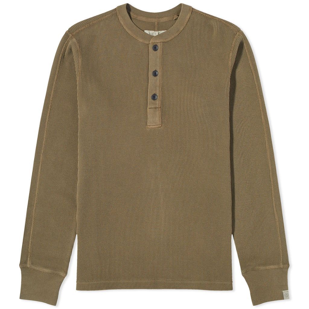 Men's Long Sleeve Garment Dyed Waffle T-Shirt Olive