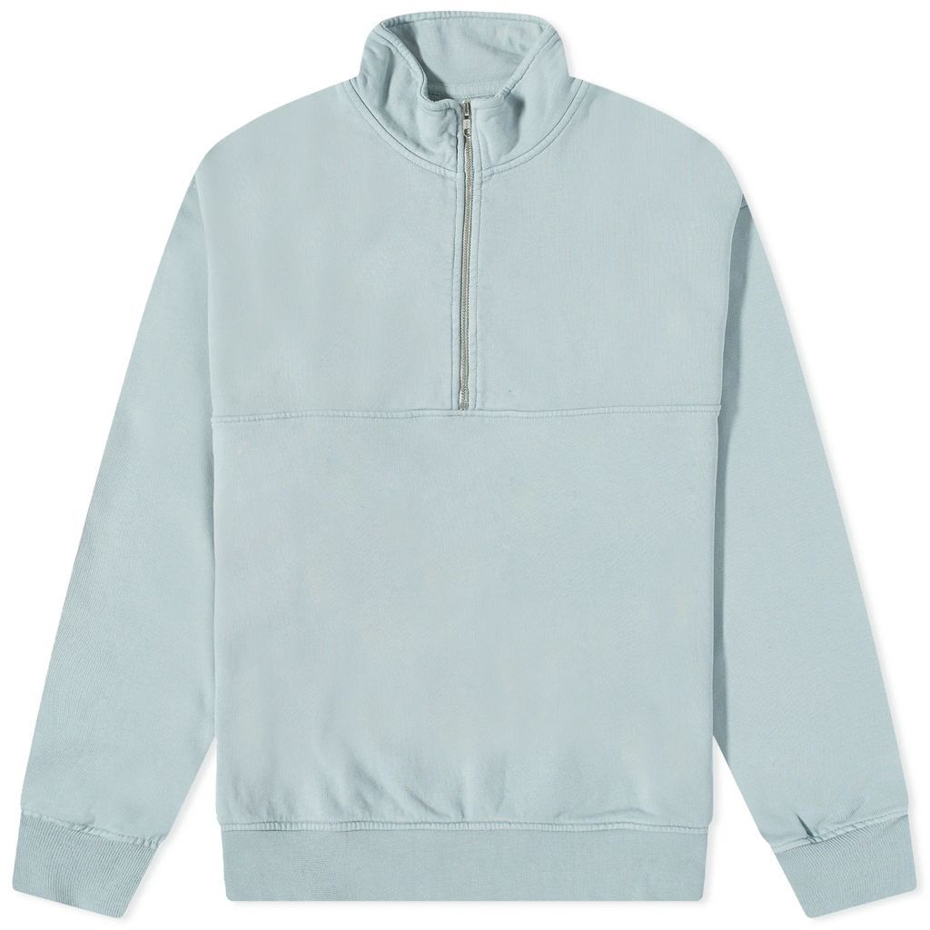 Men's Organic Quarter Zip Popover Sweat Steel Blue