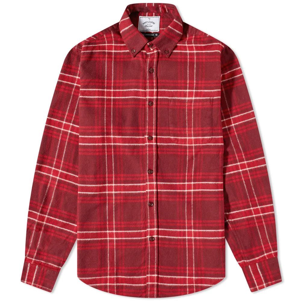 Men's Redish Button Down Check Shirt Red/White