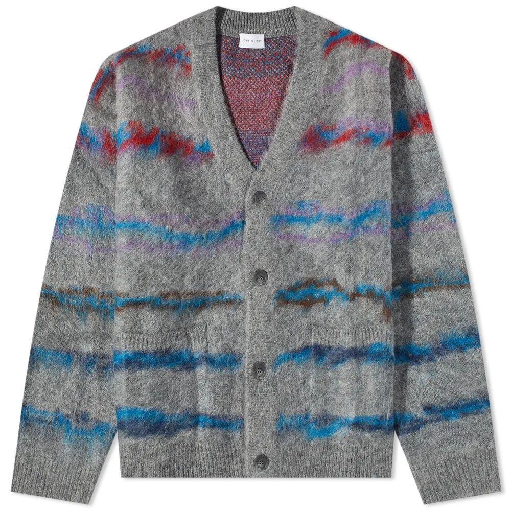 Men's Mohair Jacquard Cardigan Grey/Purple