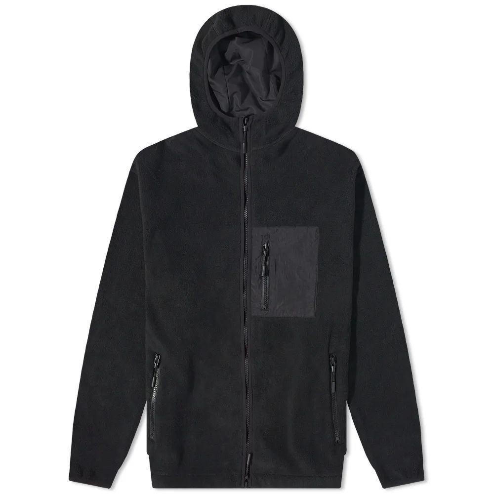 Men's Polar Fleece Hooded Jacket Black/Black