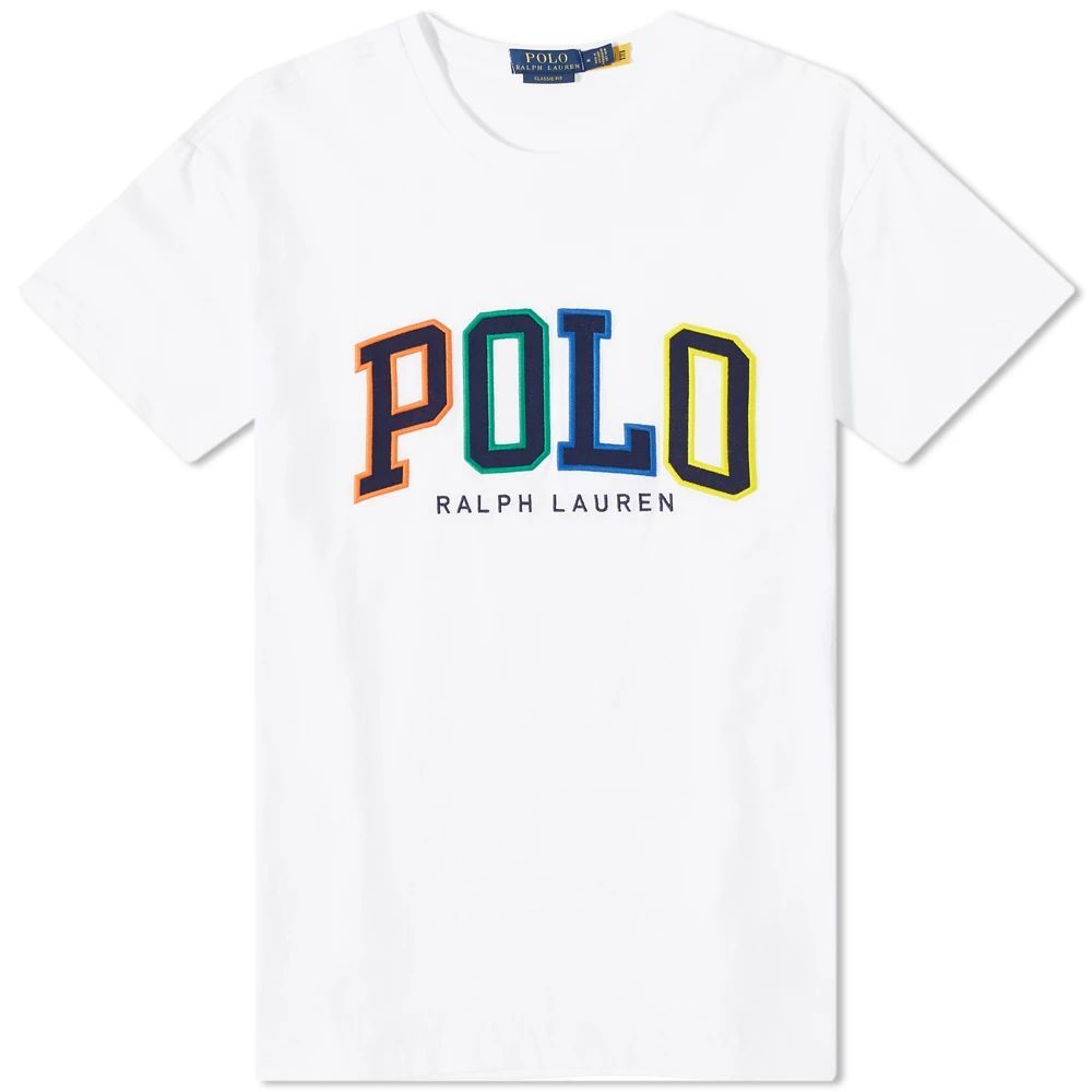 Men's Multicolour Arch Logo T-Shirt White