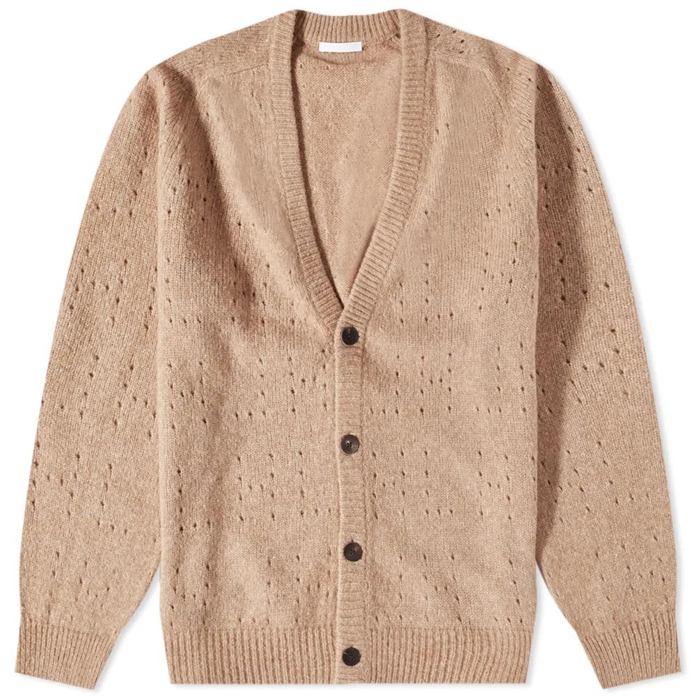 Men's Perforated Knit Cardigan Bisque