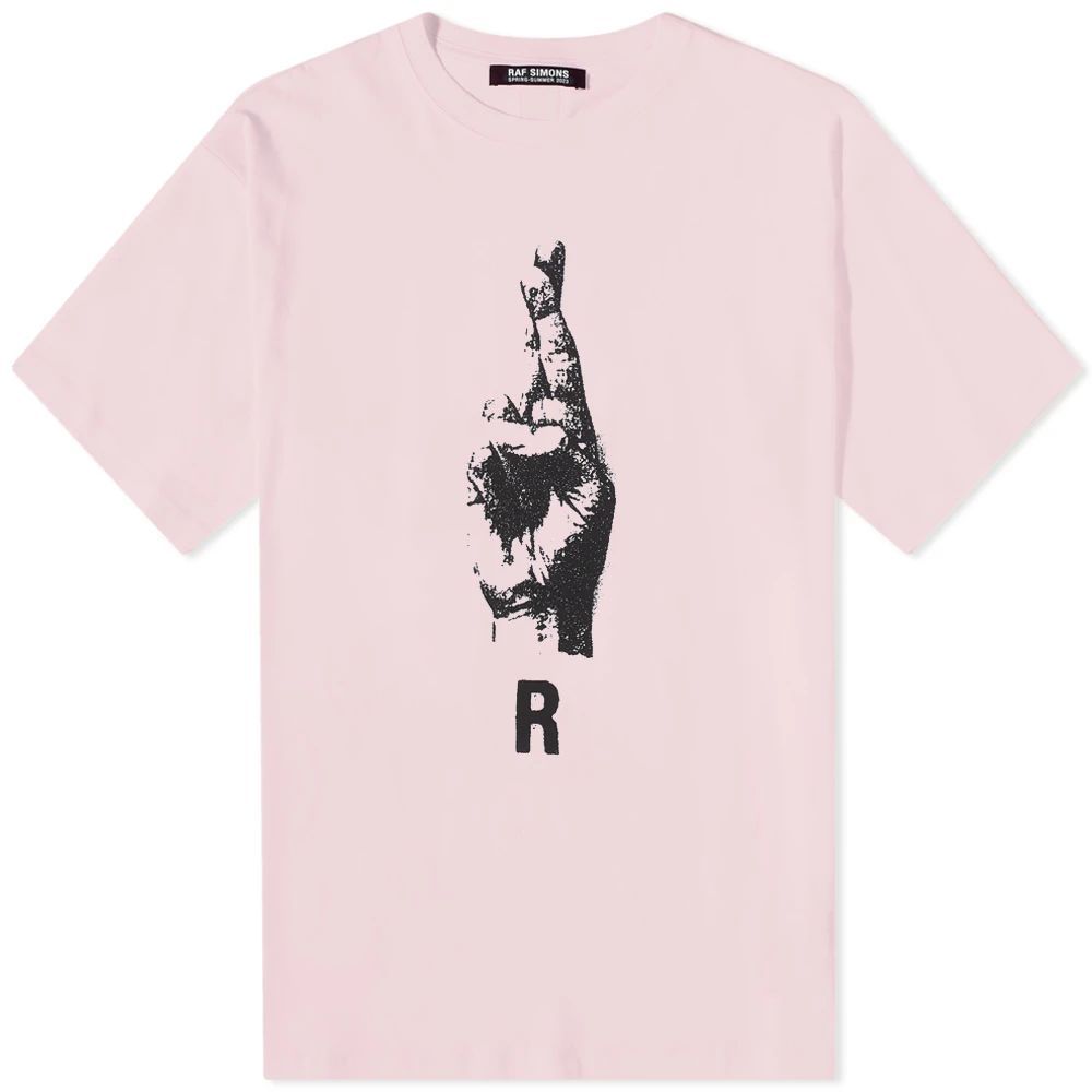 Men's Oversized Hand Sign Print T-Shirt Light Pink