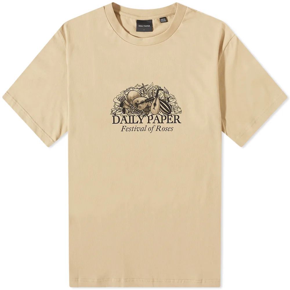 Men's Perzo Festival Of Roses T-Shirt Twill Beige