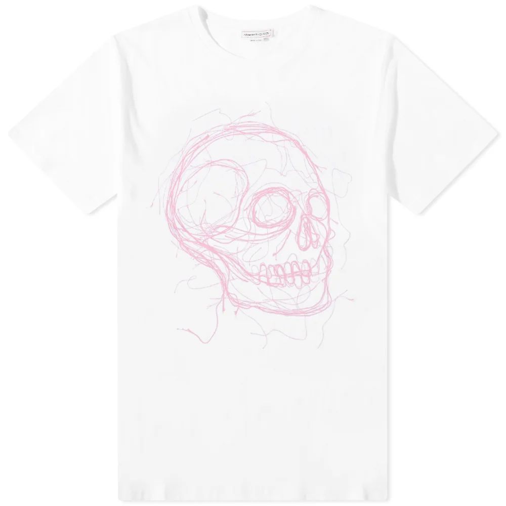 Men's Oversized Skull T-Shirt White/Pink