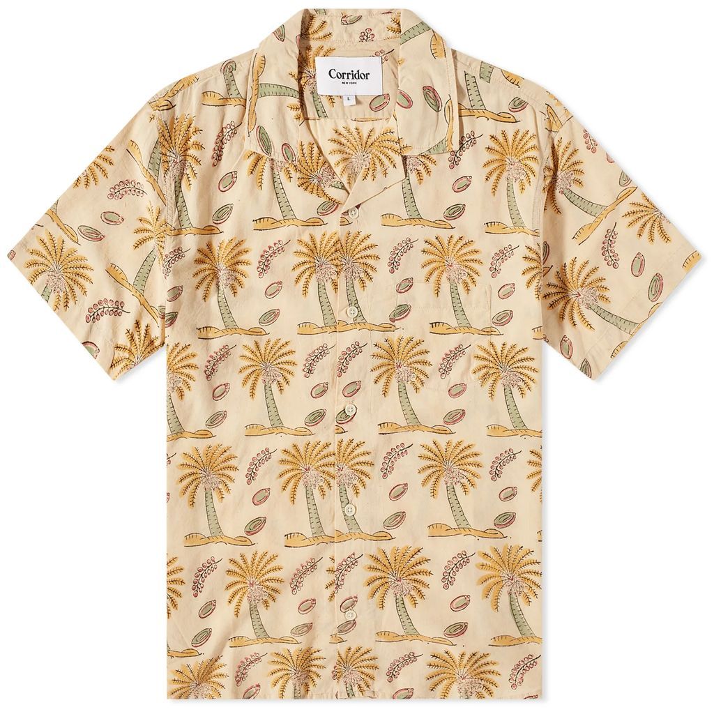 Men's Palm Handblock Vacation Shirt Natural