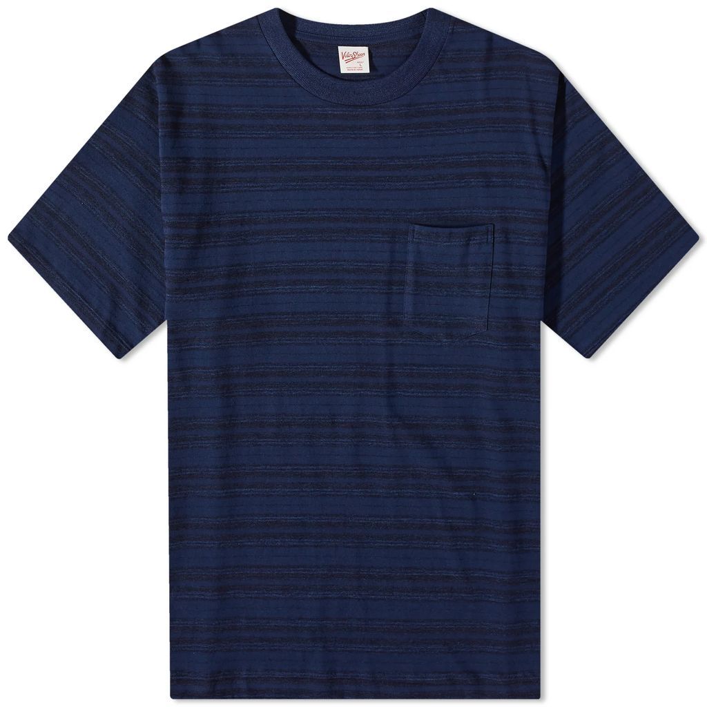 Men's Made in Japan Indigo Stripe T-Shirt Smolder Navy
