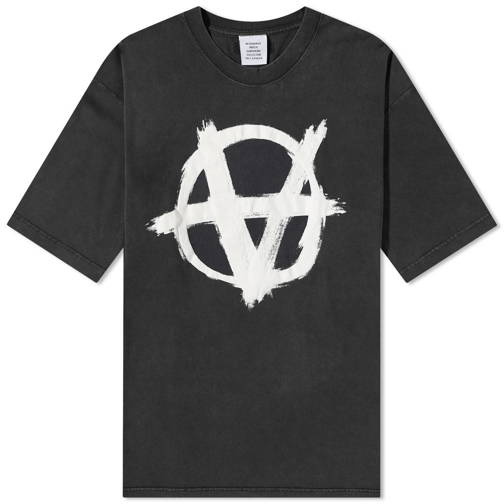 Men's Reverse Anarchy Logo T-Shirt Washed Black/White