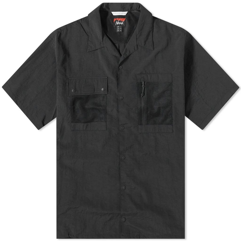Men's Nylon Tusser Open Collar Shirt Black