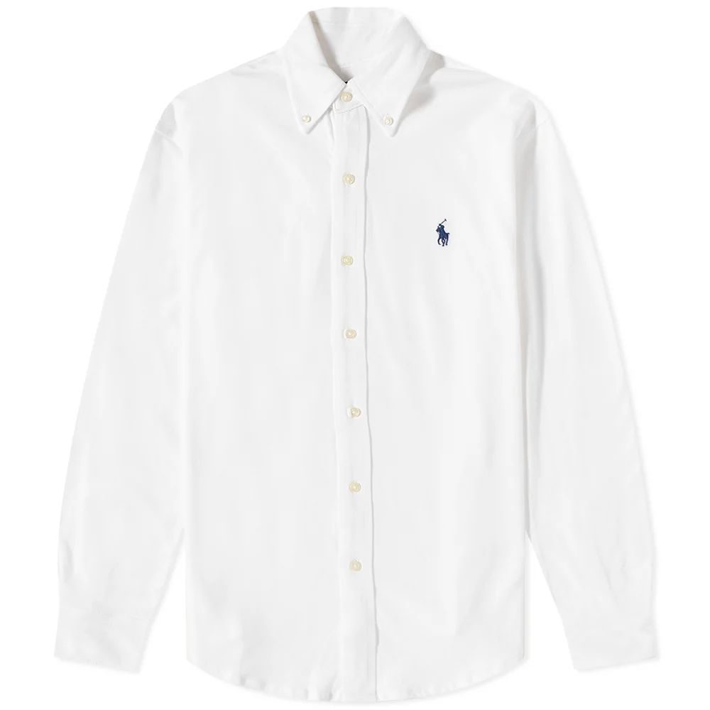Men's Slim Fit Button Down Pique Shirt White