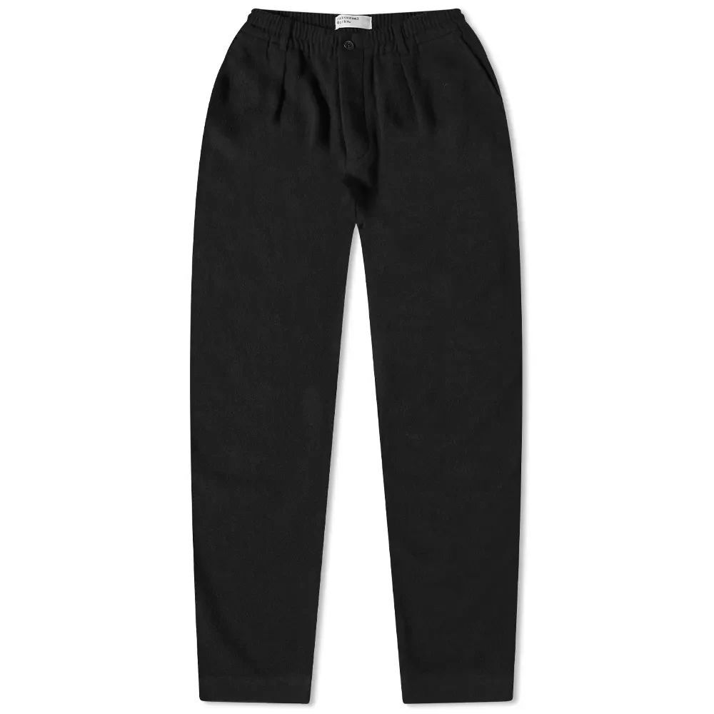 Men's Soft Wool Pleated Track Pant Black