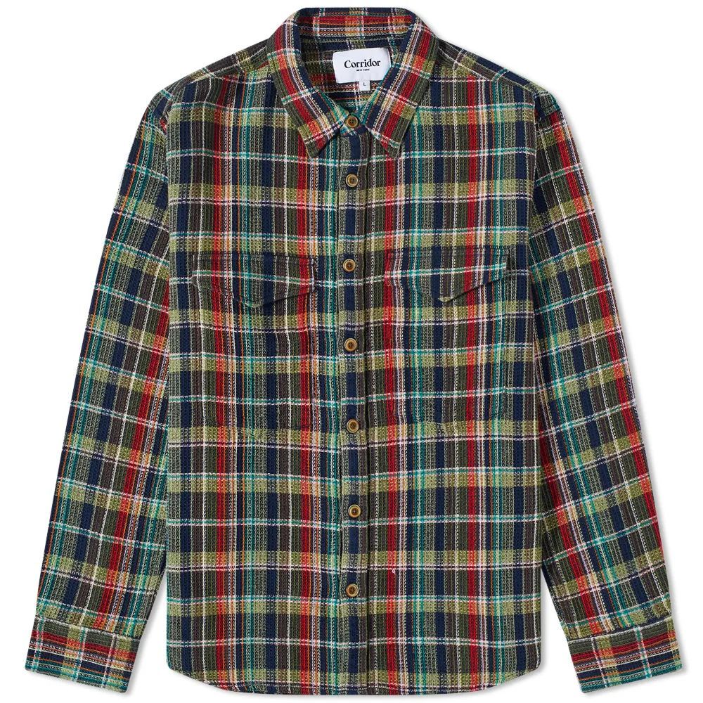 Men's Waffle Madras Shirt Twisted Forest