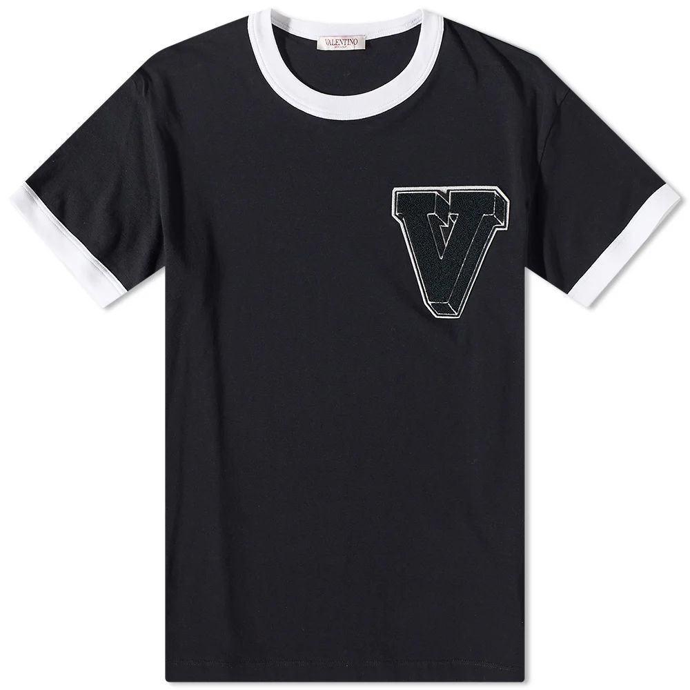 Men's V Logo Ringer T-Shirt Black/White