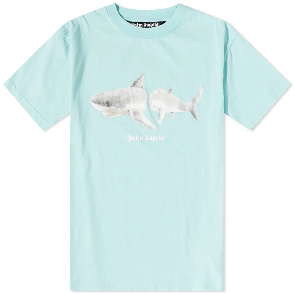 Men's Shark T-Shirt Light Blue/White