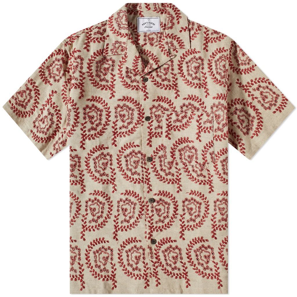 Men's Tapestry Nature Vacation Shirt Beige/Red