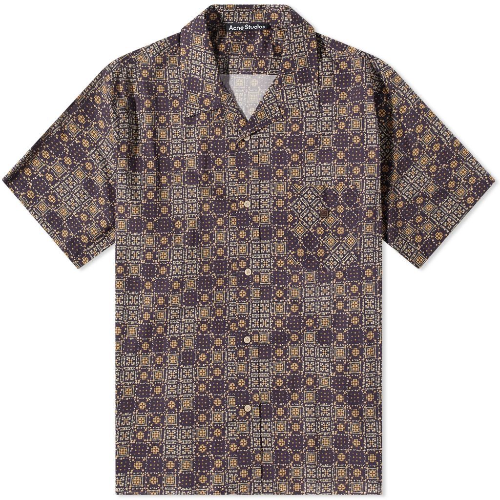 Men's Sowl Printed Face Vacation Shirt Cacao Brown Multi