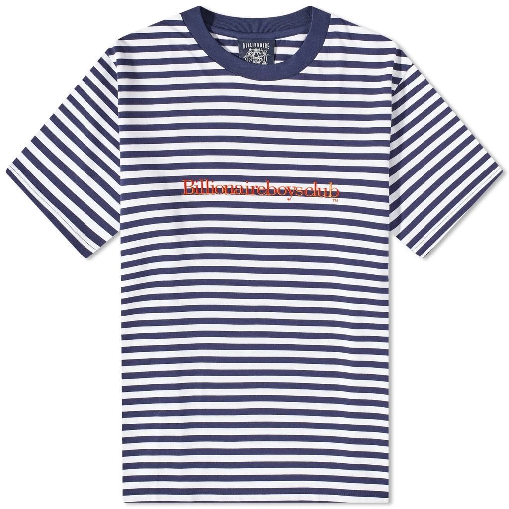 Men's Serif Logo Stripe T-Shirt Navy Stripe
