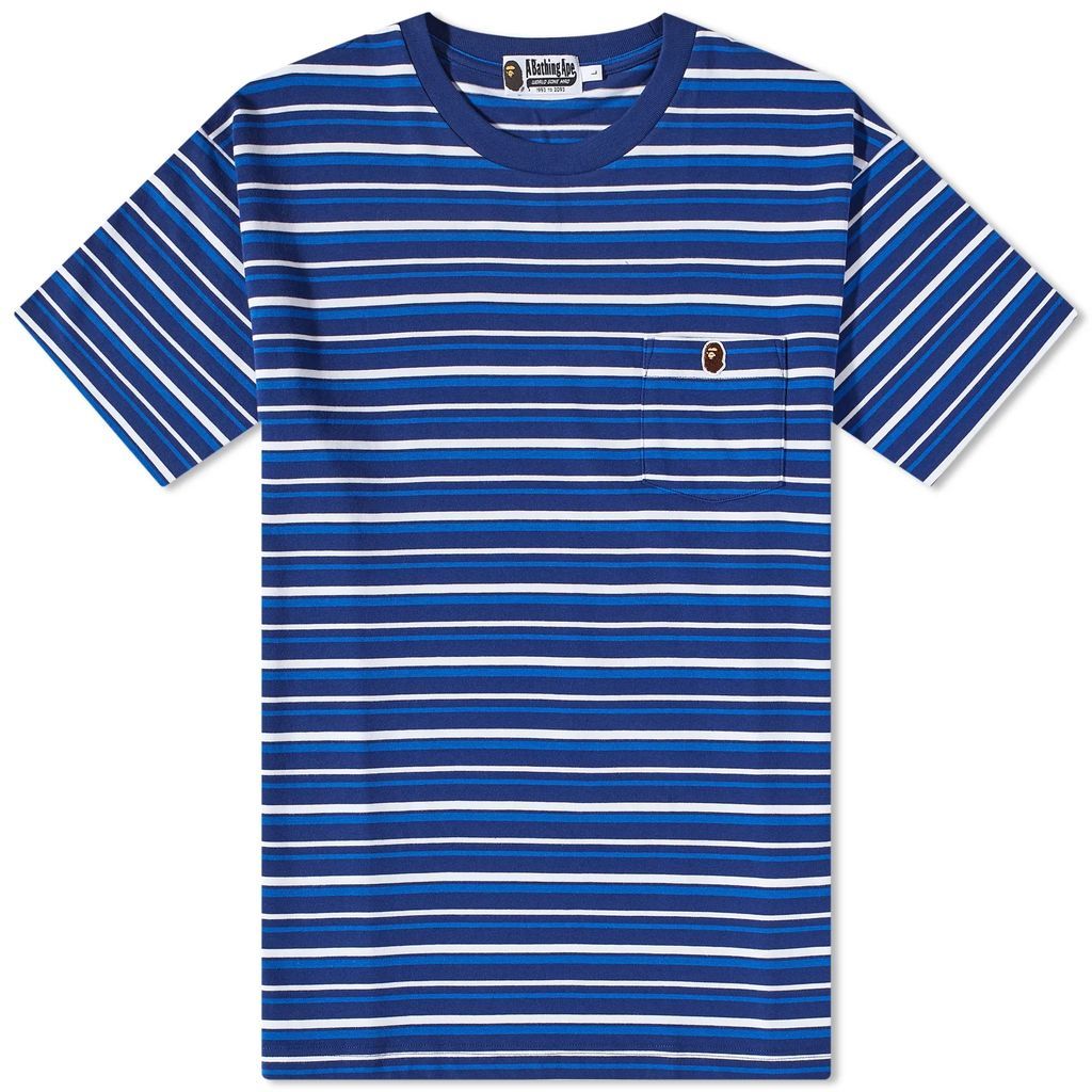 Men's Striped One Point T-Shirt Blue
