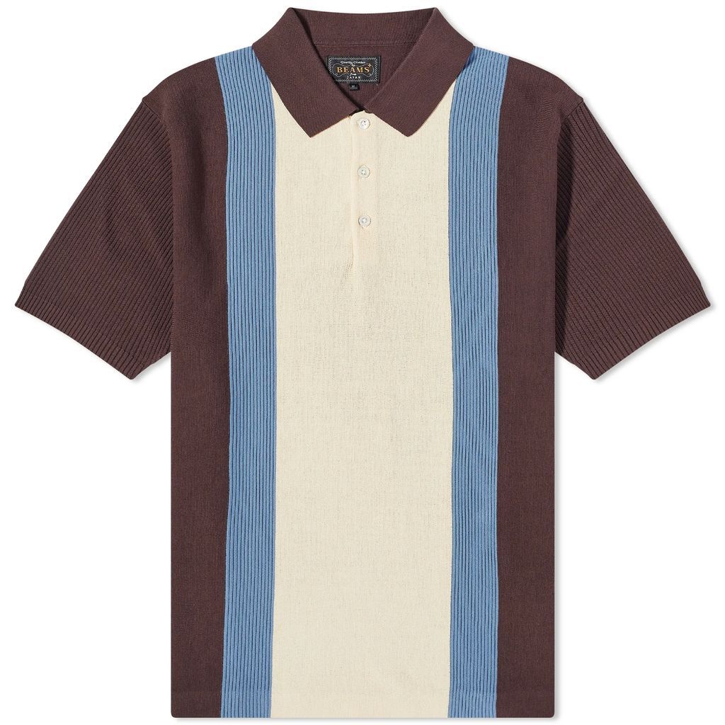 Men's Stripe Knitted Polo Brown