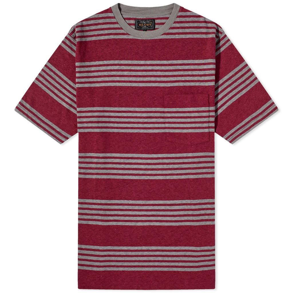 Men's Stripe Nep Pocket T-Shirt Burgundy