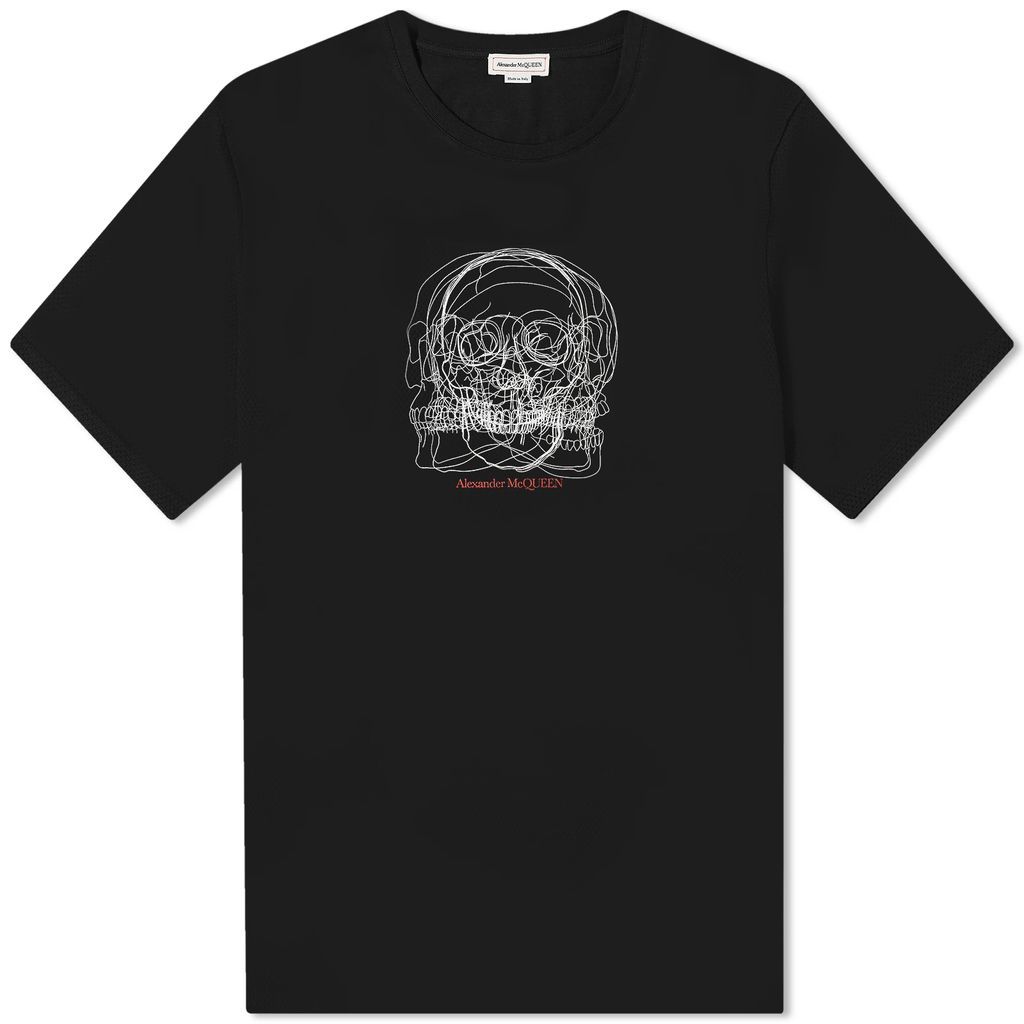 Men's Sketch Skull Print T-Shirt Black