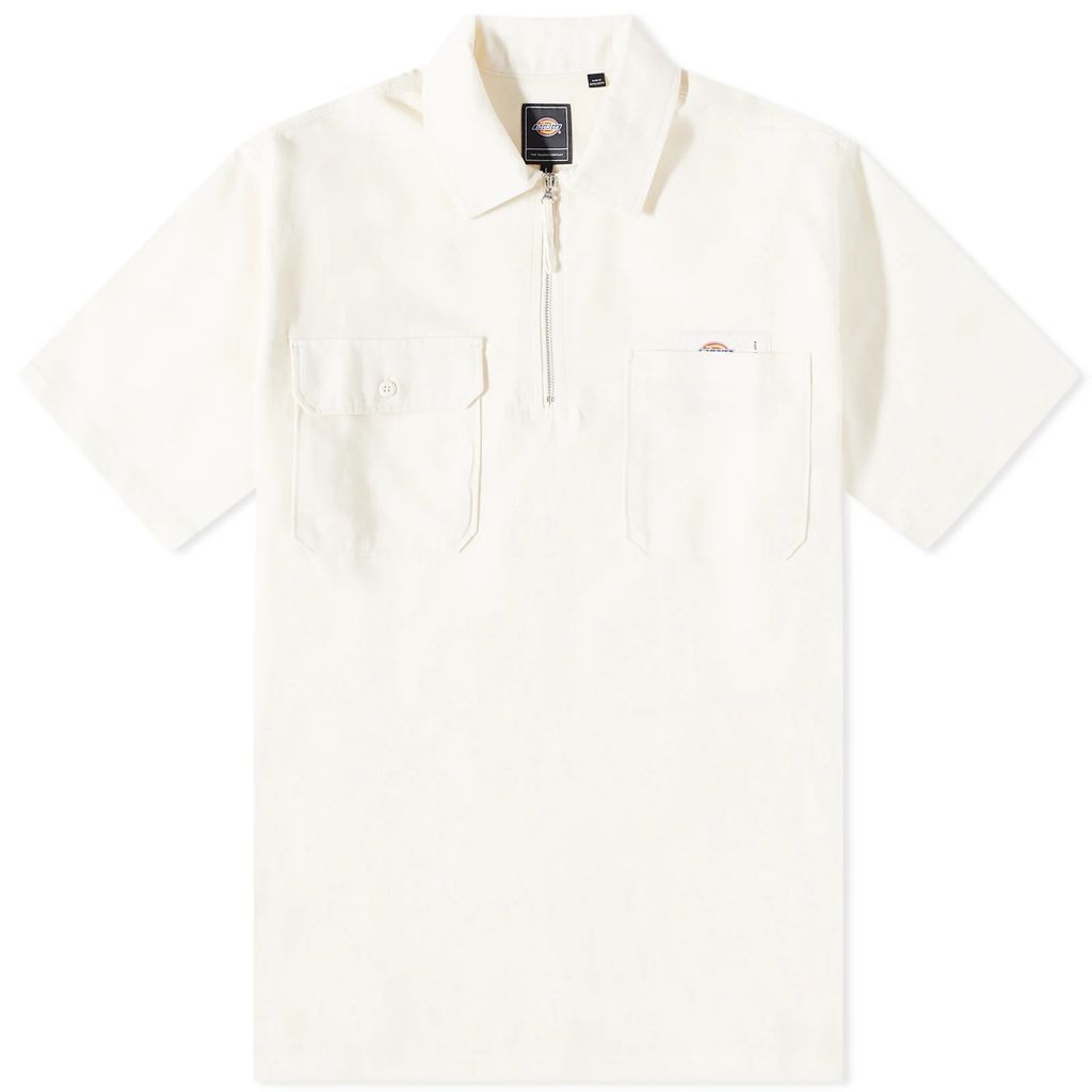Men's x POP Trading Company Short Sleeve Zip Shirt Off White