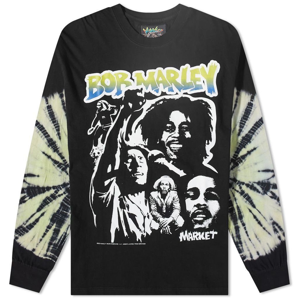Men's x Bob Marley Long Sleeve Punk T-Shirt Tie Dye