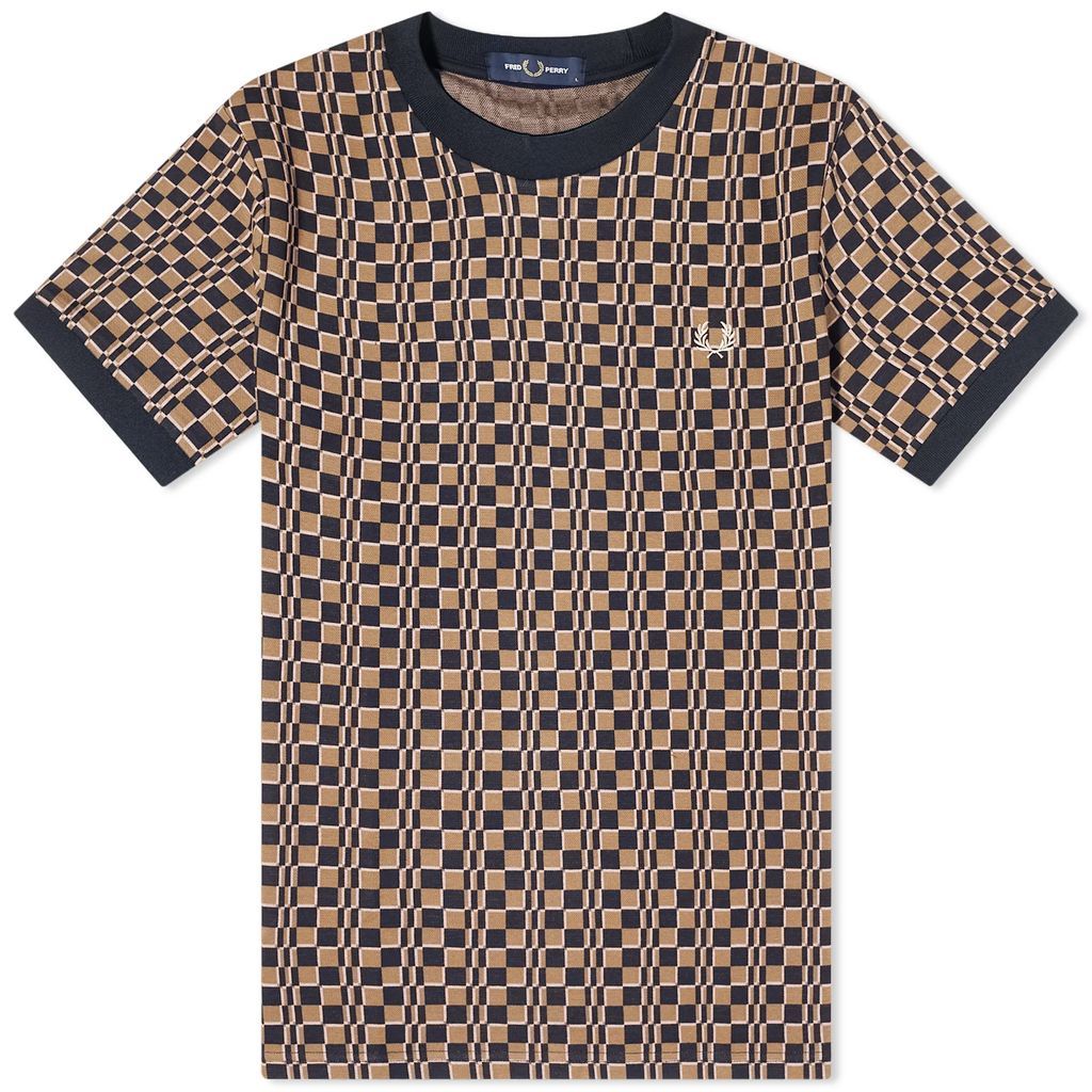 Men's Glitch Chequerboard T-Shirt Shaded Stone/Navy