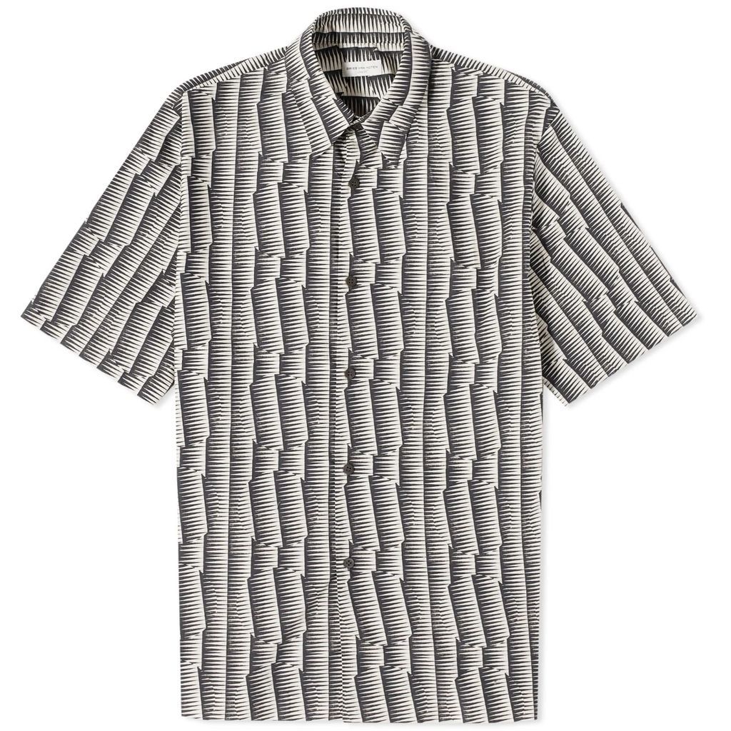 Men's Clasen Geometric Print Short Sleeve Shirt Black