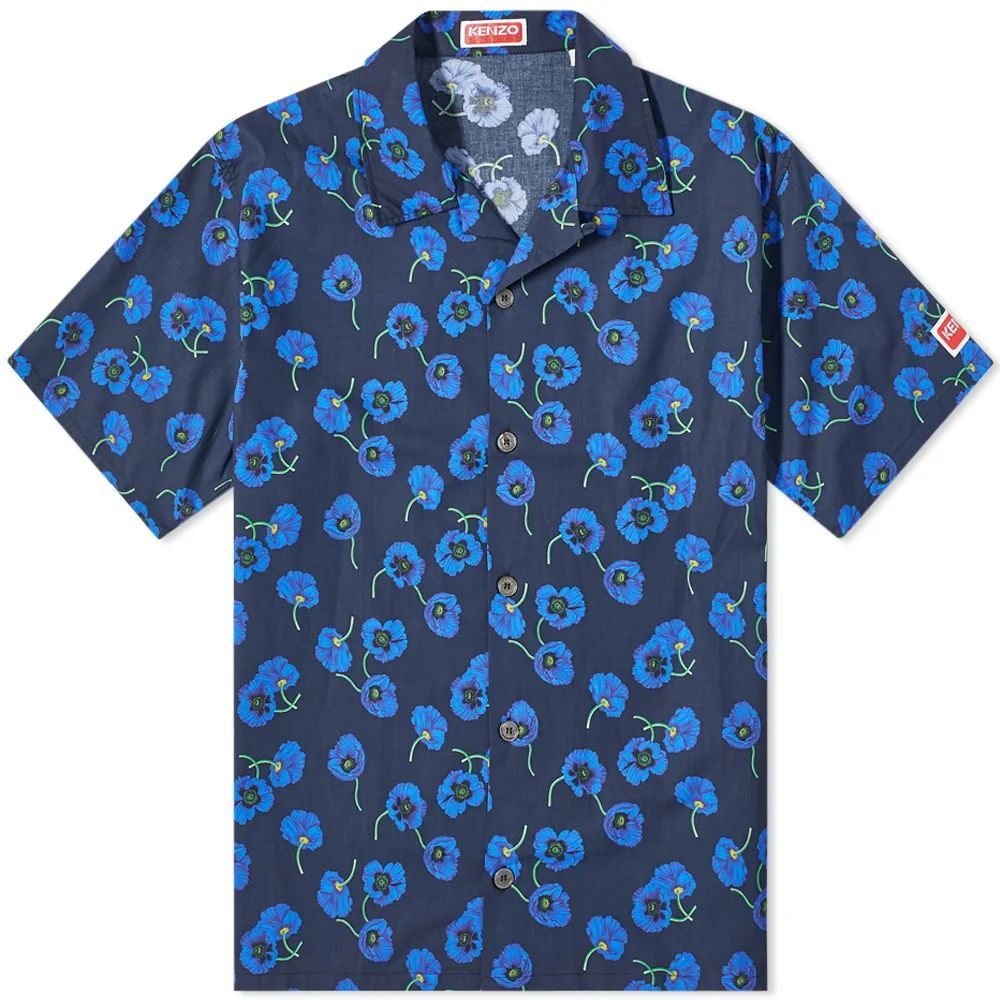 Men's Floral Print Vacation Shirt Midnight Blue