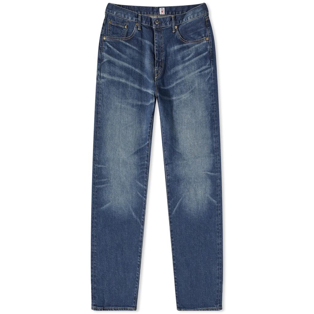 Men's Regular Tapered Green Selvedge Jeans Mid Dark