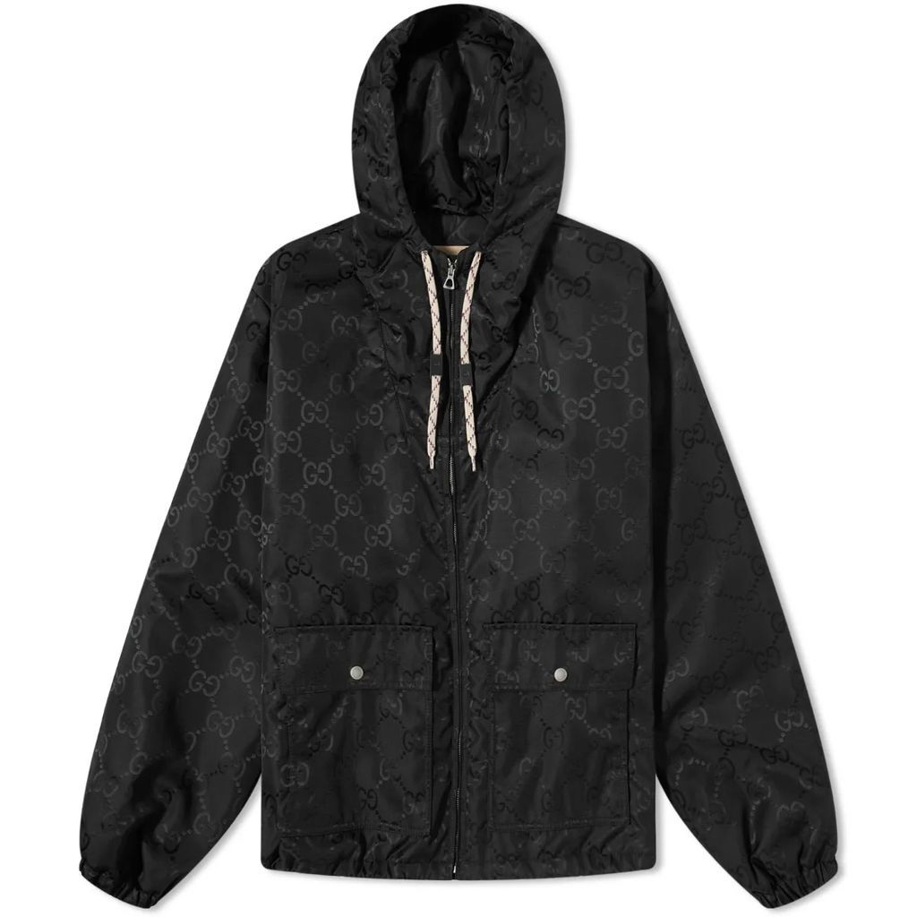 Men's GG Jacquard Hooded Jacket Black