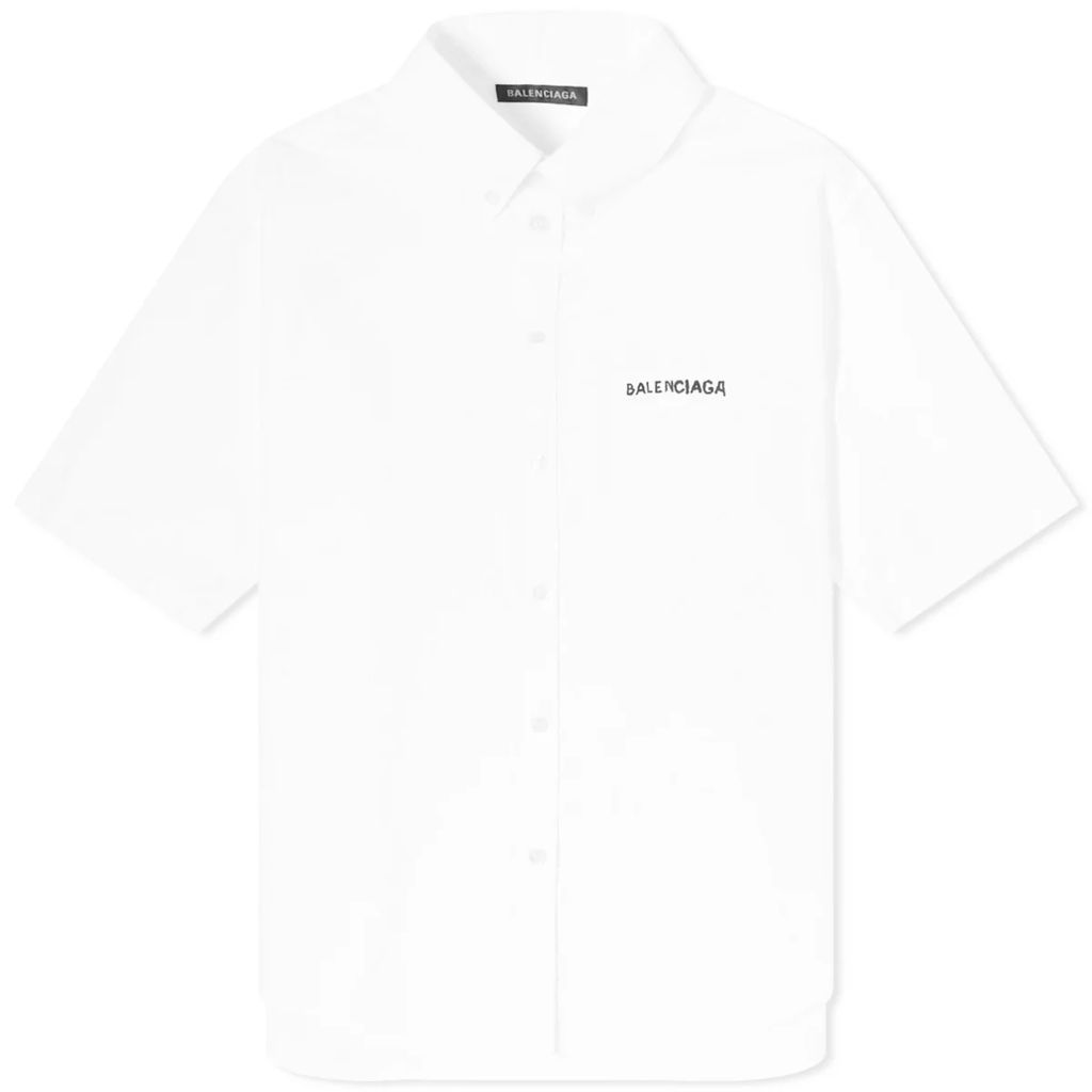 Men's Small Logo Poplin Short Sleeve Shirt White