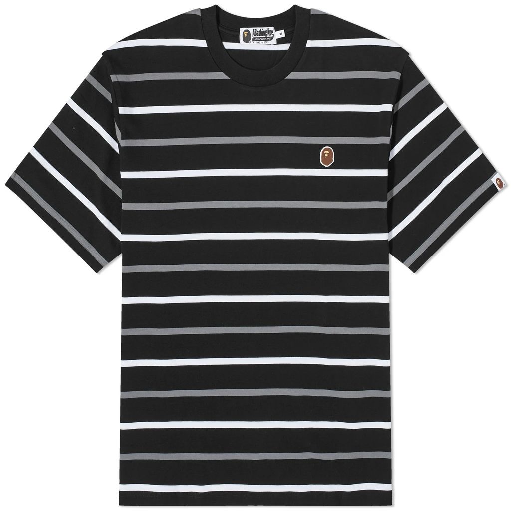 Men's Stripe One Point T-Shirt Black