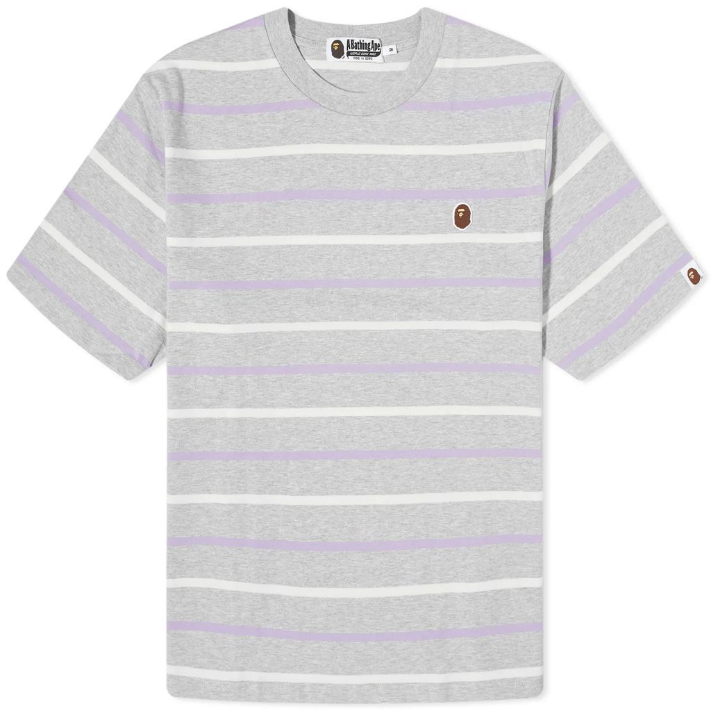 Men's Stripe One Point T-Shirt Gray