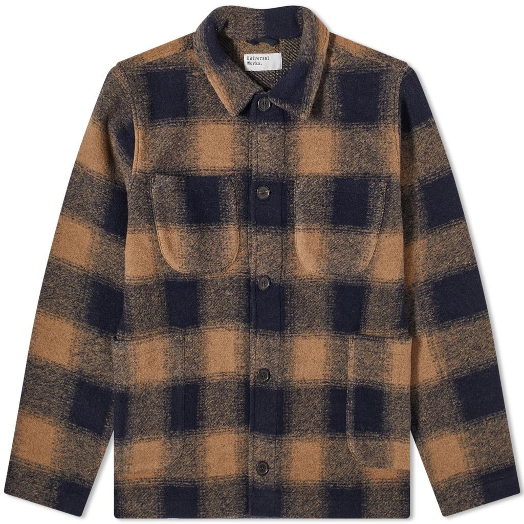 Men's Check Wool Fleece Lumber Jacket Navy