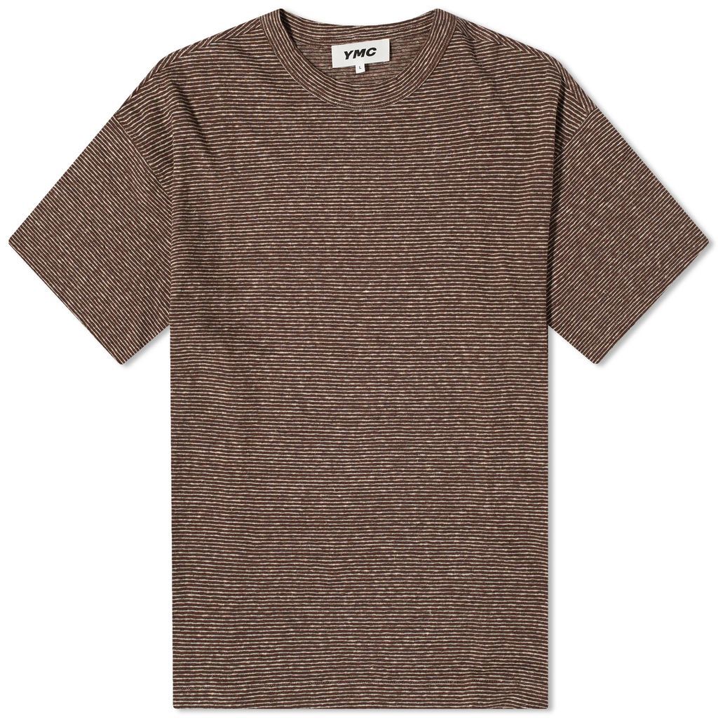 Men's Triple Stripe T-Shirt Brown-Ecru