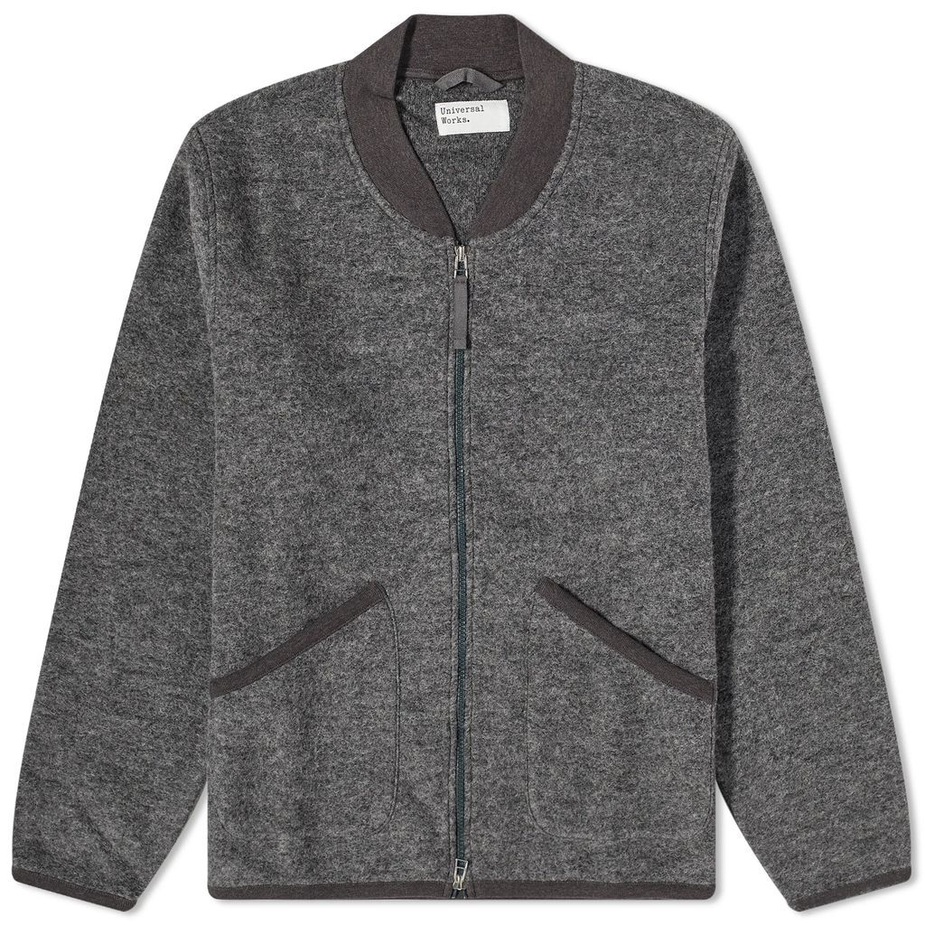 Men's Wool Fleece Zip Bomber Jacket Grey Marl