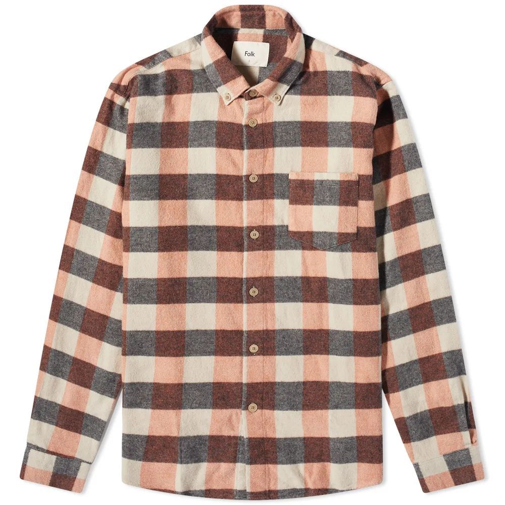 Men's Relaxed Fit Check Shirt Copper Flannel Check