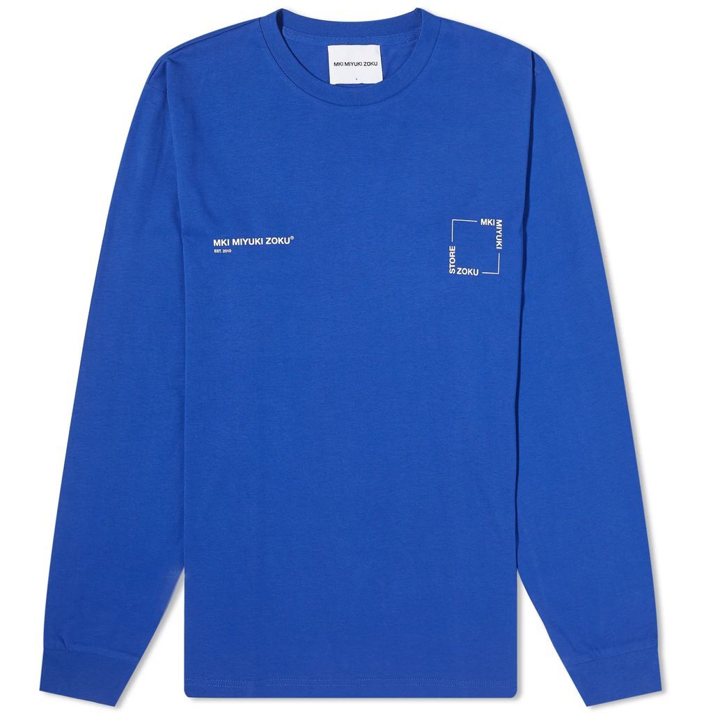 Men's Long Sleeve Square Logo T-Shirt Royal Blue