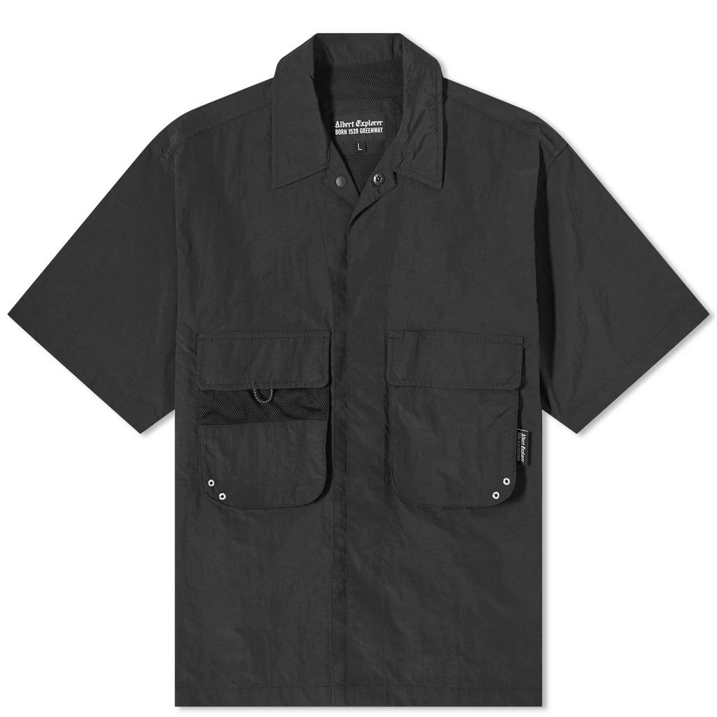 Men's Mesh Pocket Short Sleeve Shirt Black